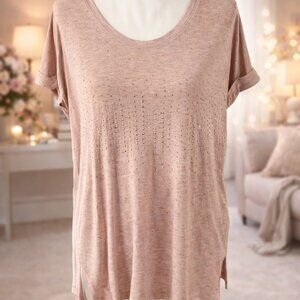 Apt. 9 Pink Speckled Rhinestone Tee Size L Short Sleeve Casual Top